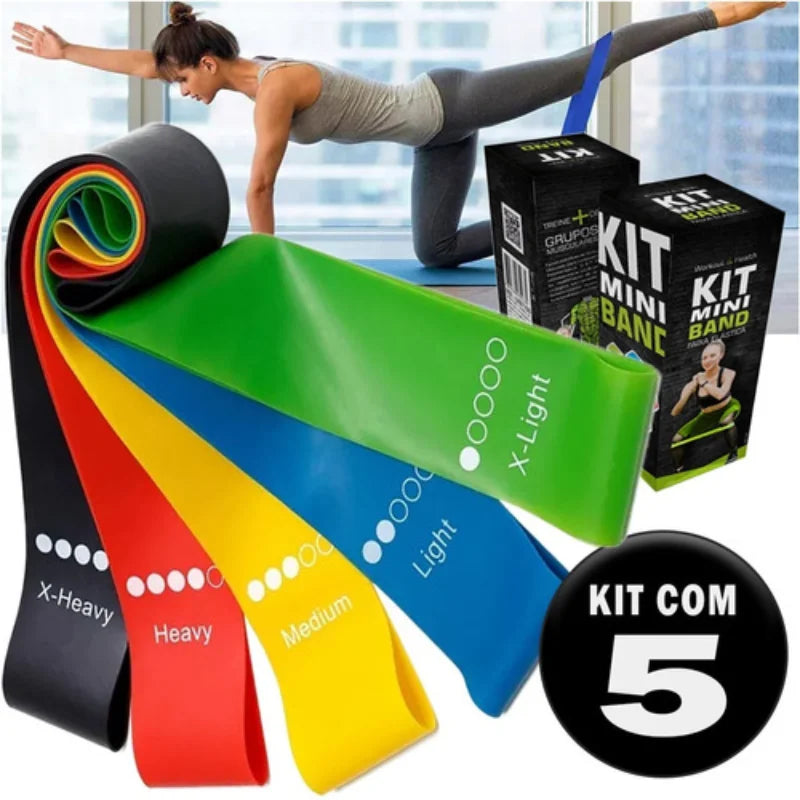 KIT de 5 Faixas Elásticas Ideal para Exercício