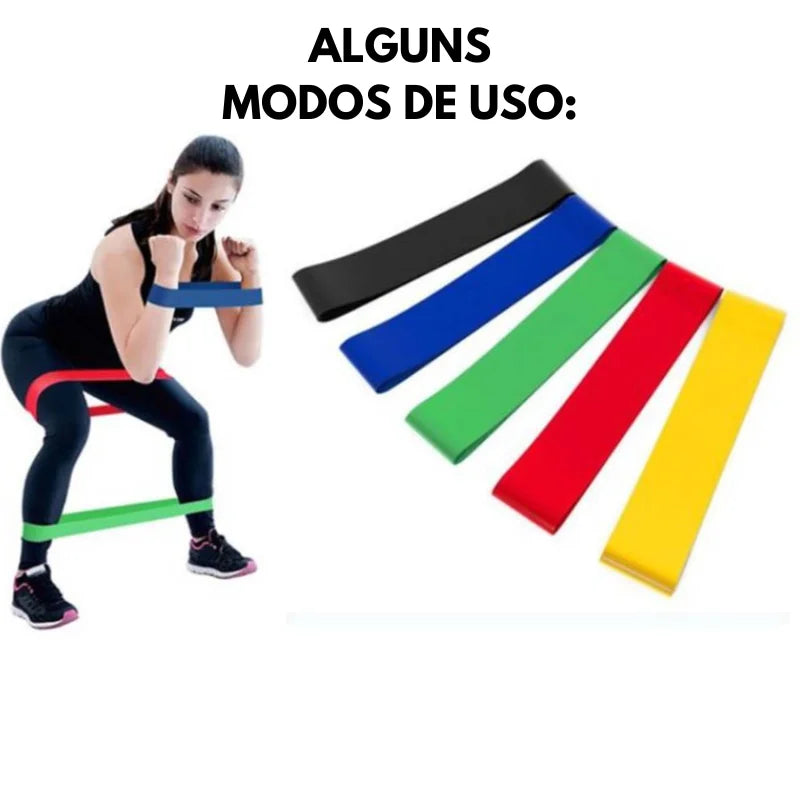 KIT de 5 Faixas Elásticas Ideal para Exercício