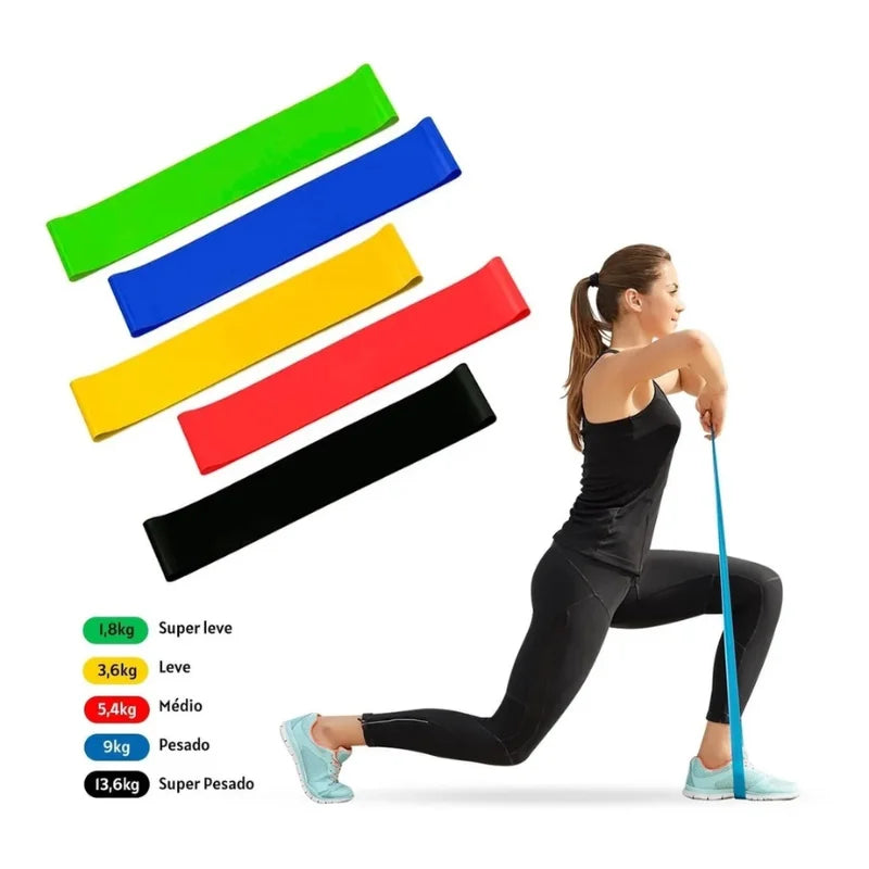 KIT de 5 Faixas Elásticas Ideal para Exercício