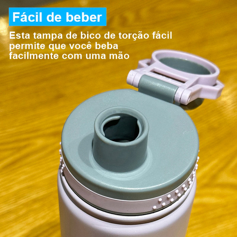 GARRAFA TÉRMICA COM CANUDO DE AÇO INOXIDÁVEL 750ml