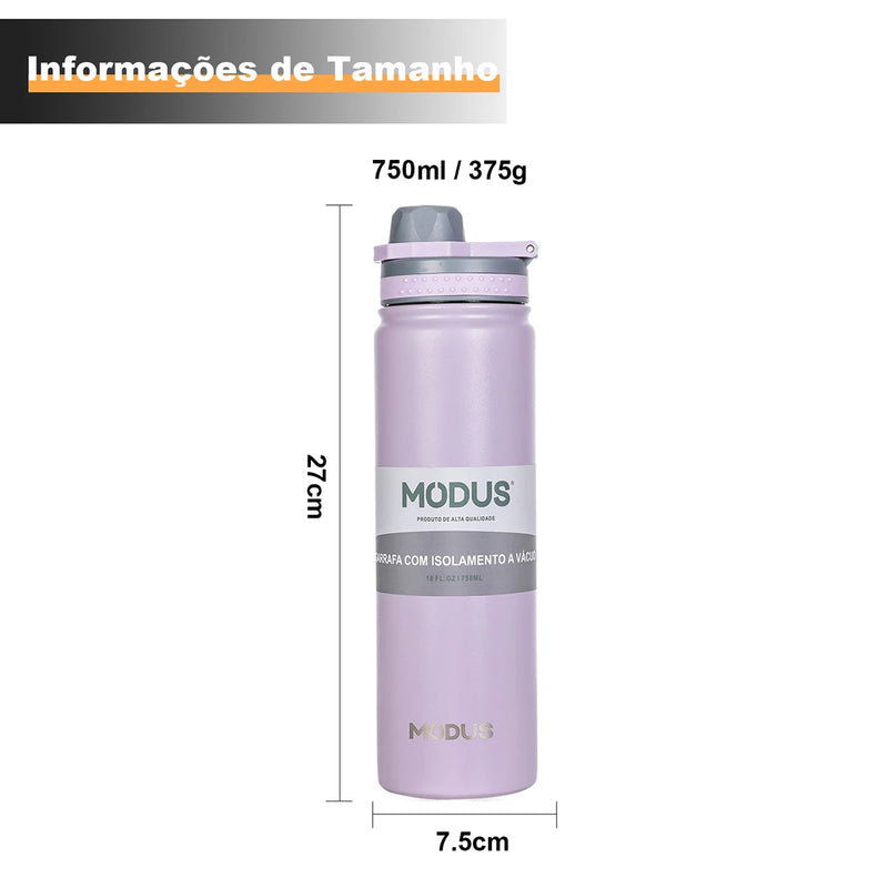 GARRAFA TÉRMICA COM CANUDO DE AÇO INOXIDÁVEL 750ml