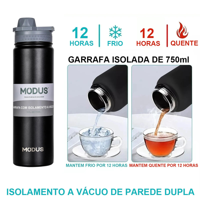 GARRAFA TÉRMICA COM CANUDO DE AÇO INOXIDÁVEL 750ml